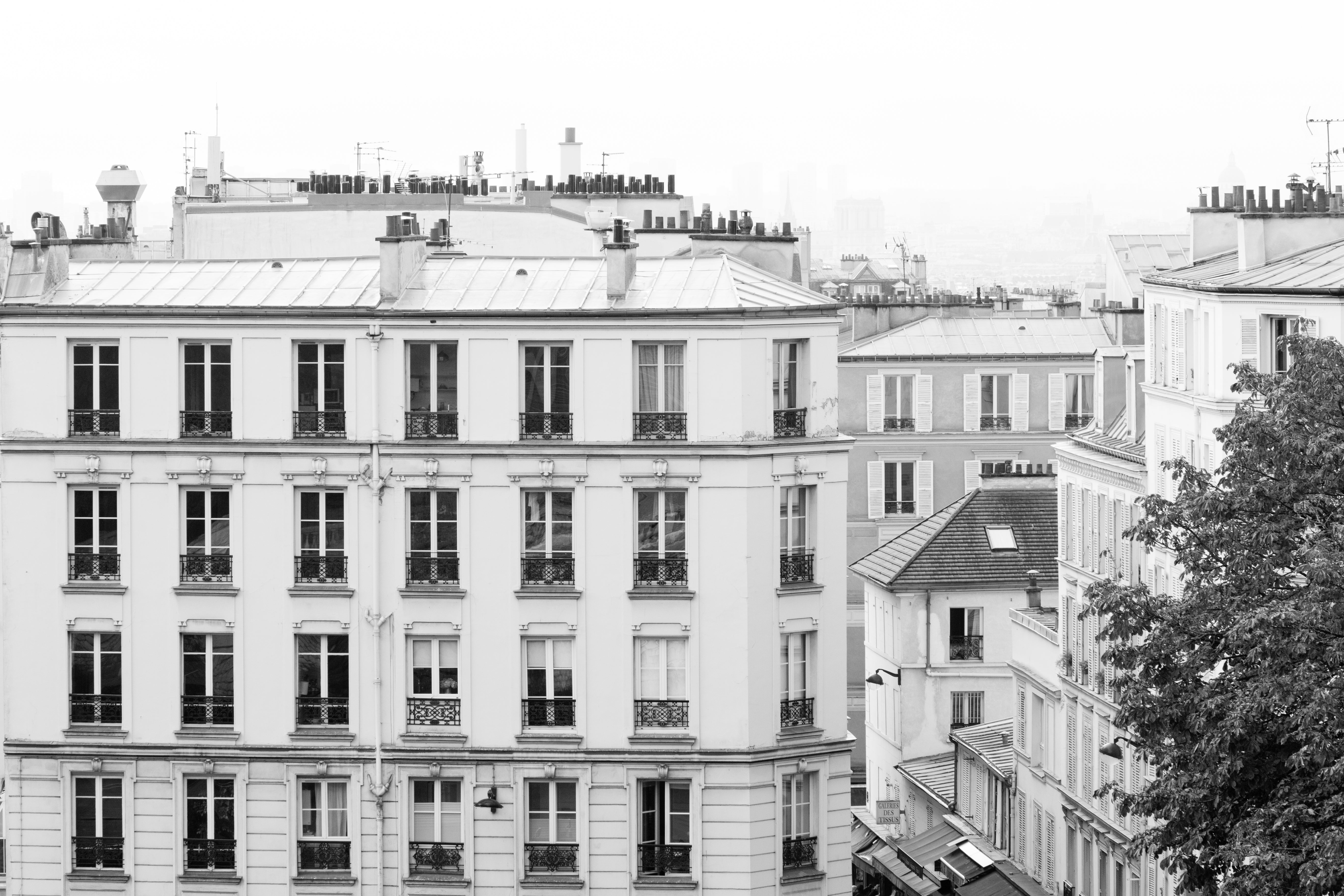 Montmartre Rooftop View of Paris in Black and White - Every Day Paris
