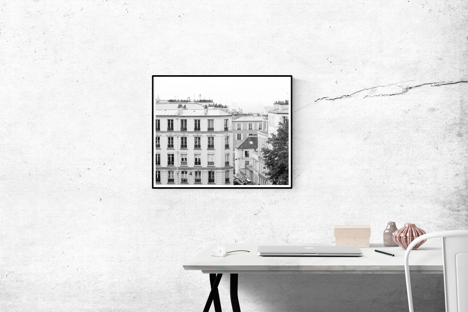 Montmartre Rooftop View of Paris in Black and White - Every Day Paris