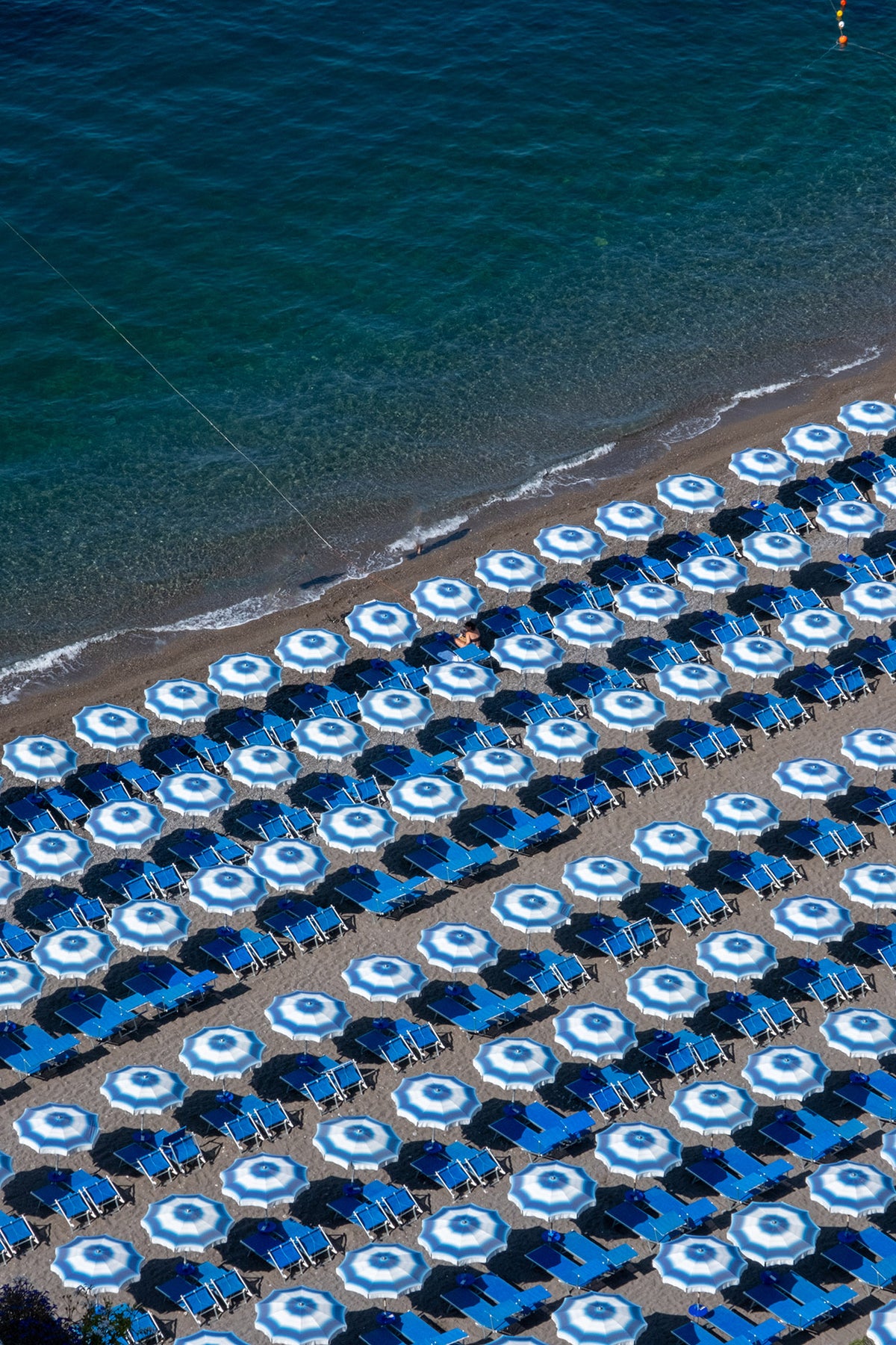 Blue Beach Umbrellas in Positano Italy