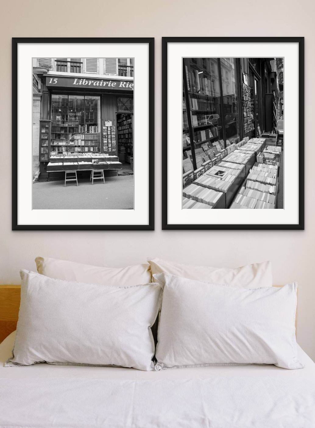 Paris Black and White Bookshop Print Set