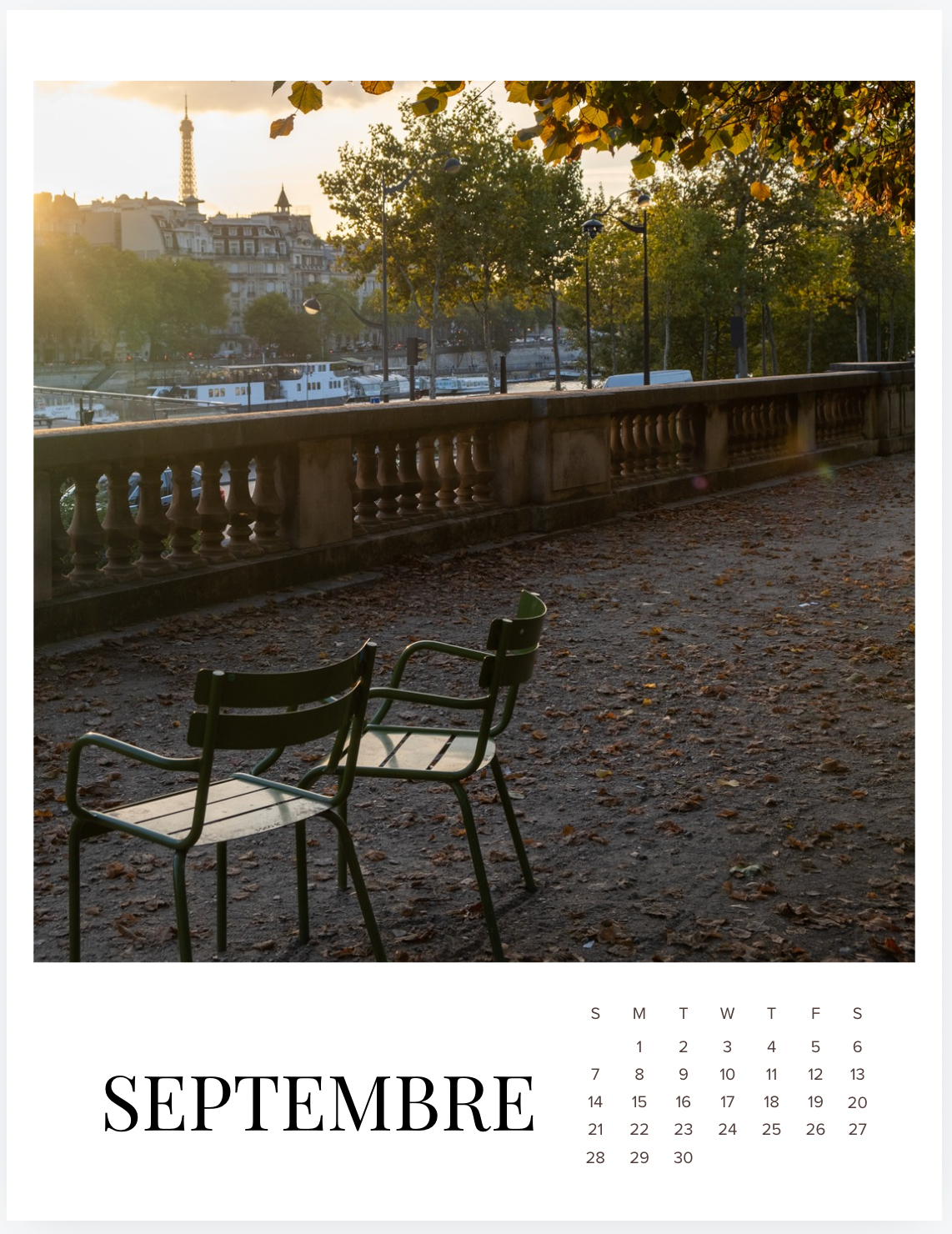 A Year in Paris 2025 Calendar