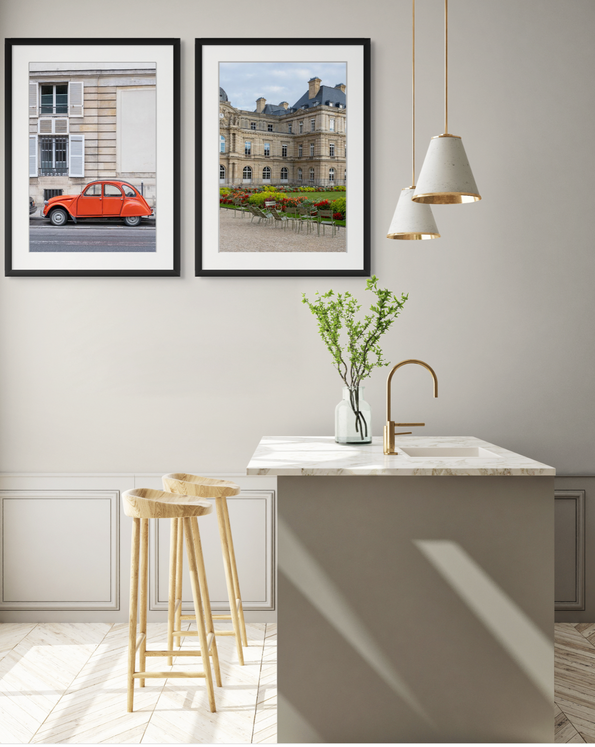 Red Car on The Streets of Paris