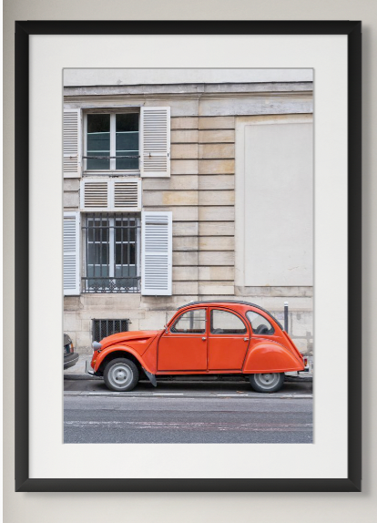 Red Car on The Streets of Paris