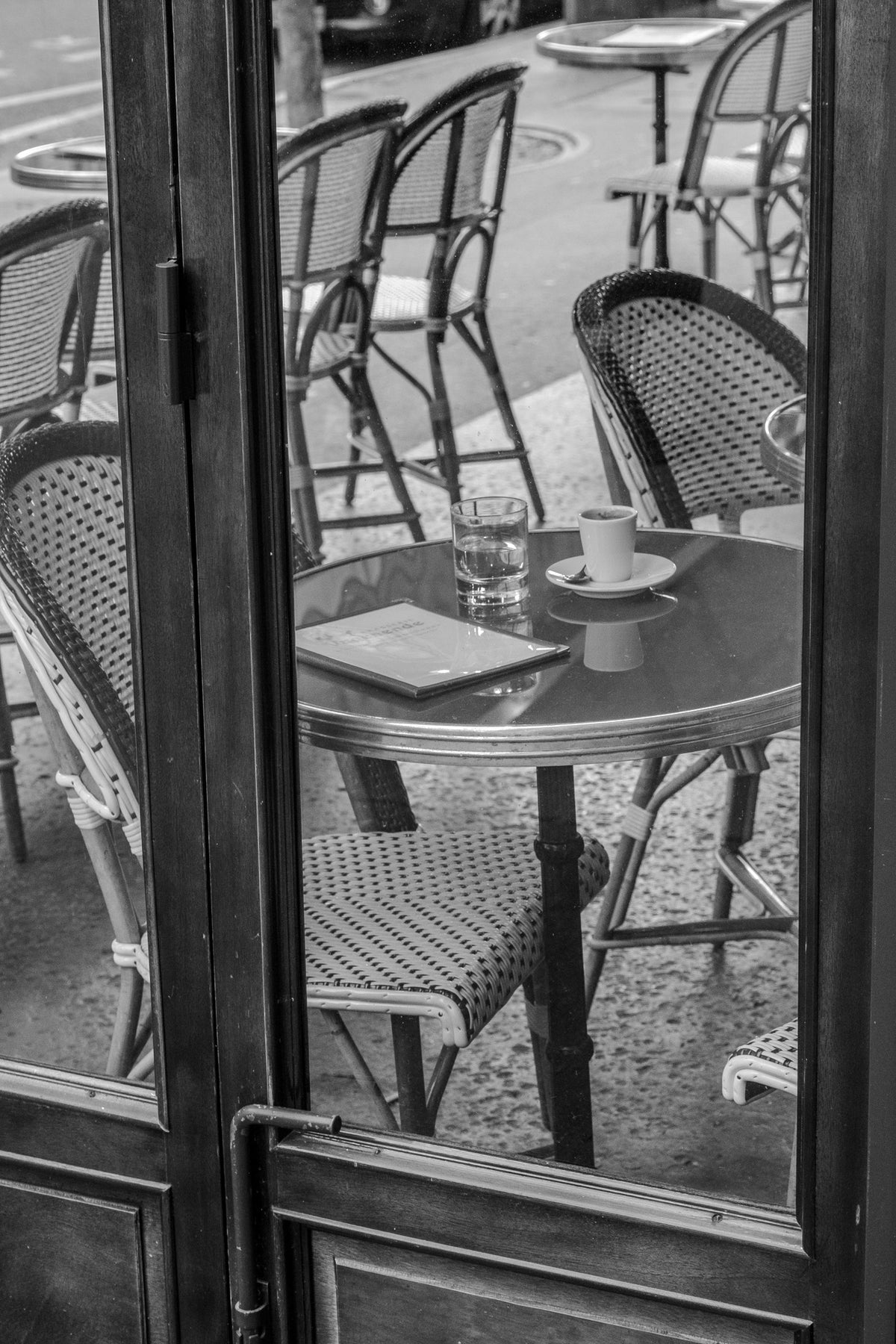 Parisian Café Left Bank in Black and White