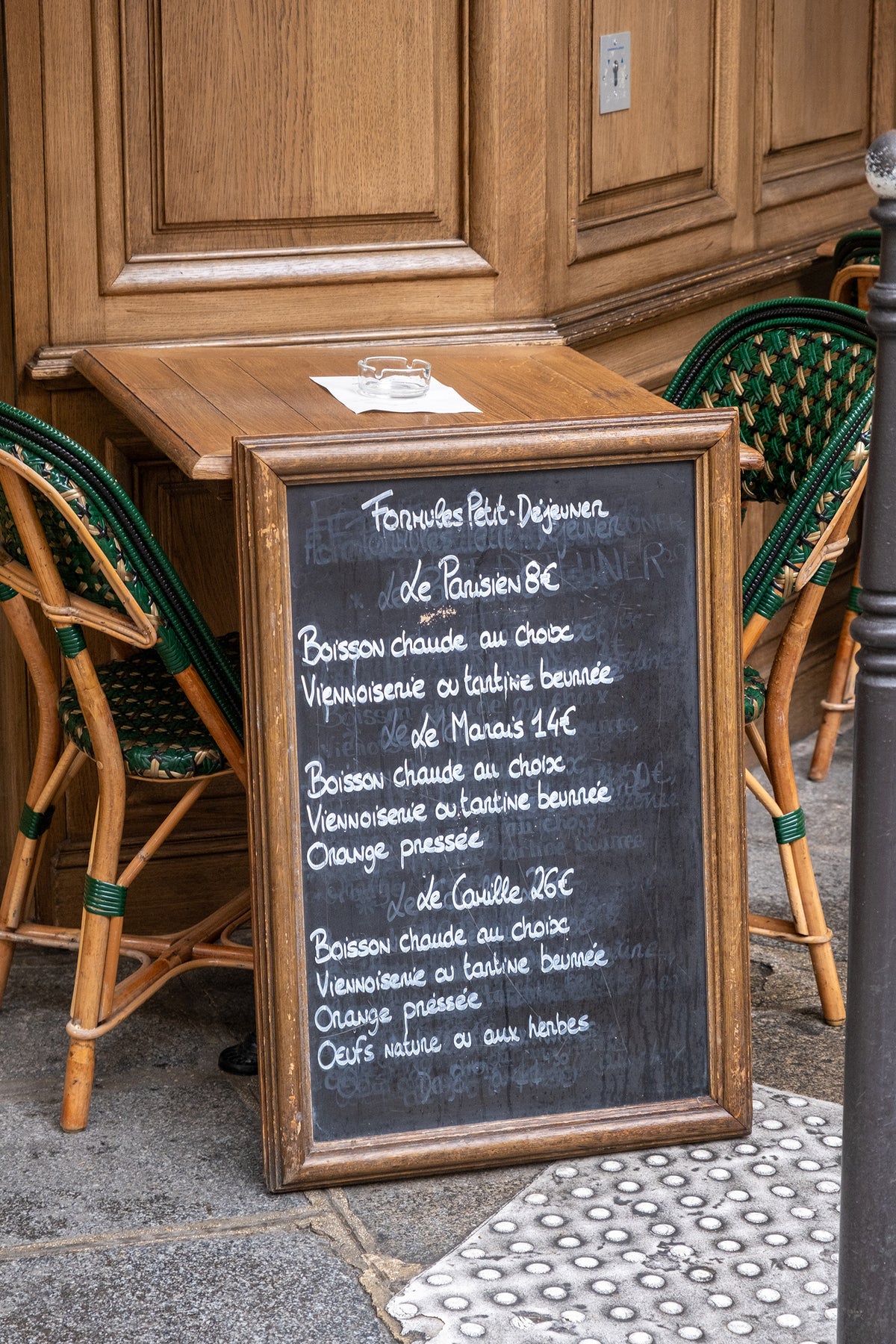 Café Breakfast in Paris Chalkboard Menu