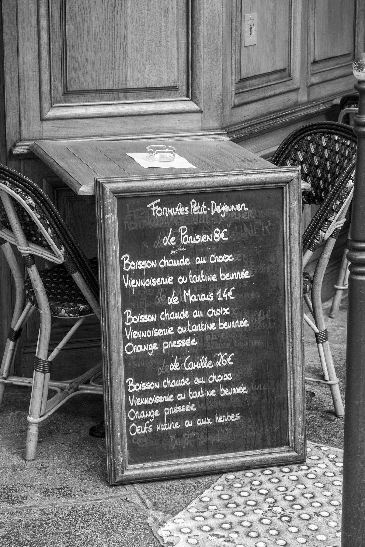 Café Breakfast in Paris Chalkboard Menu