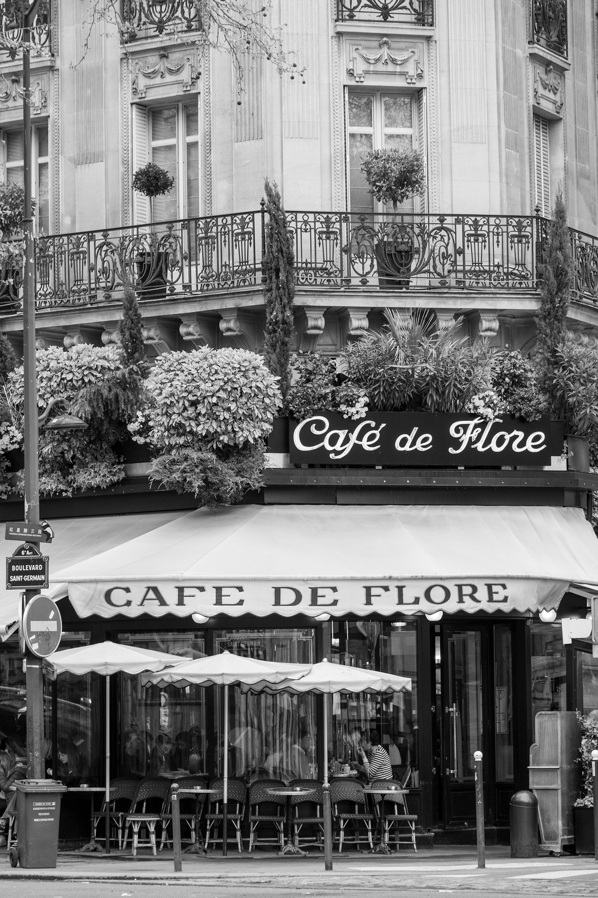Parisian Café de Flore Black and White