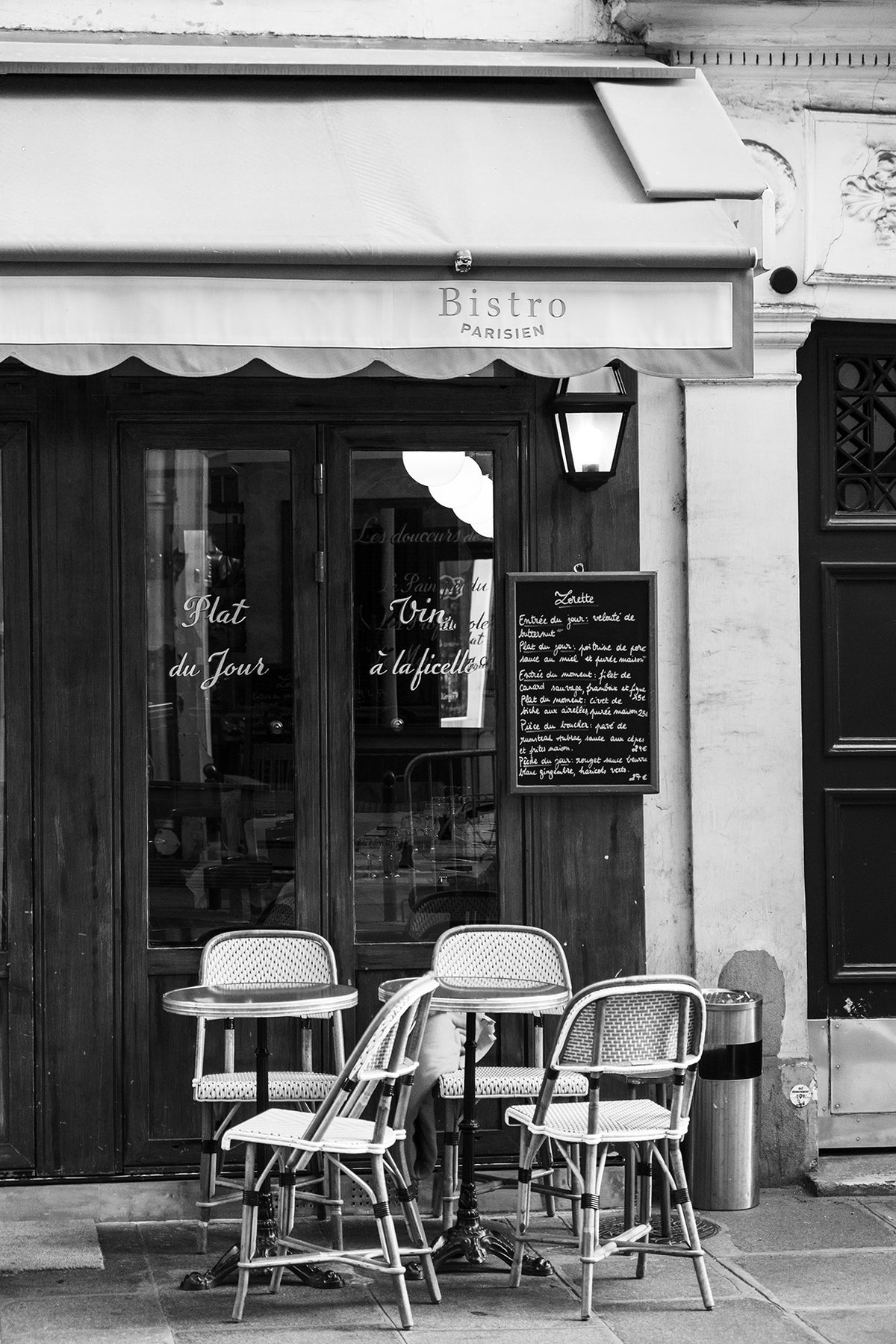 Parisian Café Right Bank Black and White