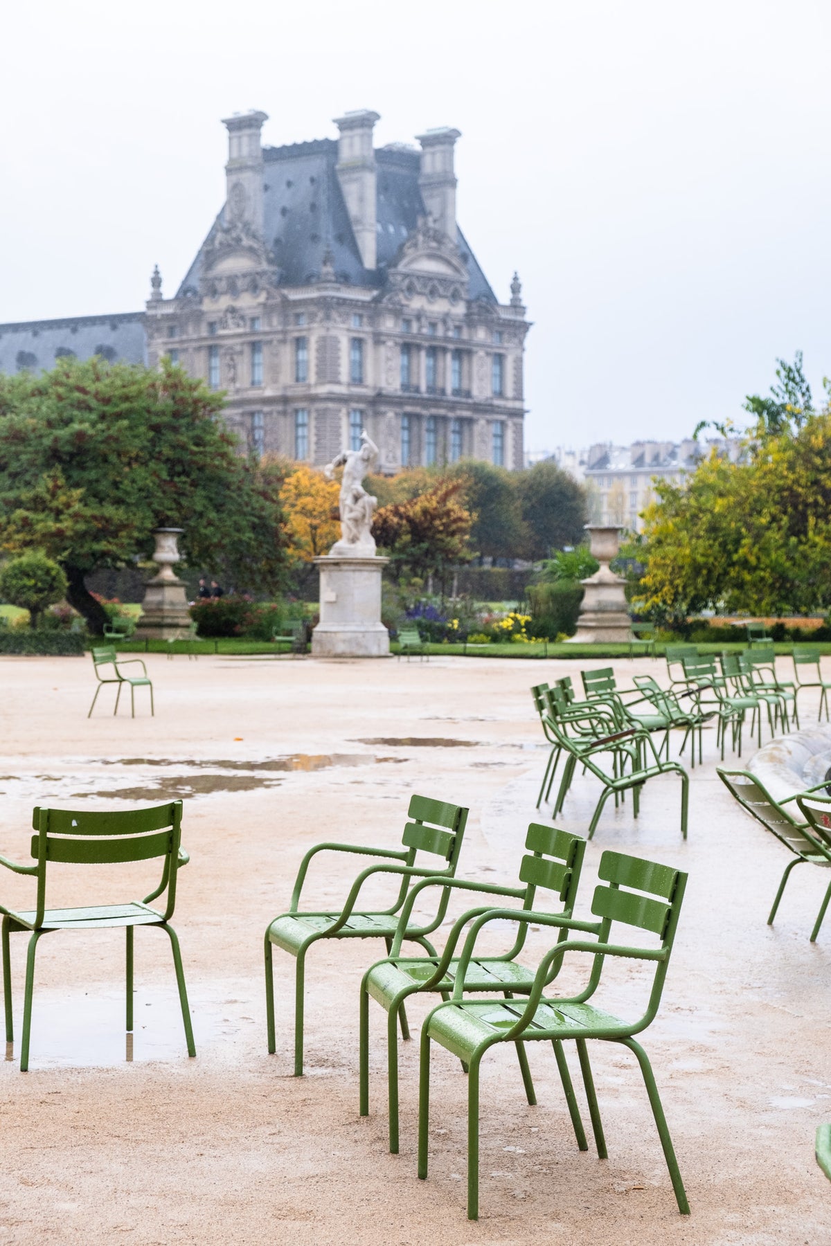 Rain in The Tuileries Gardens in Paris