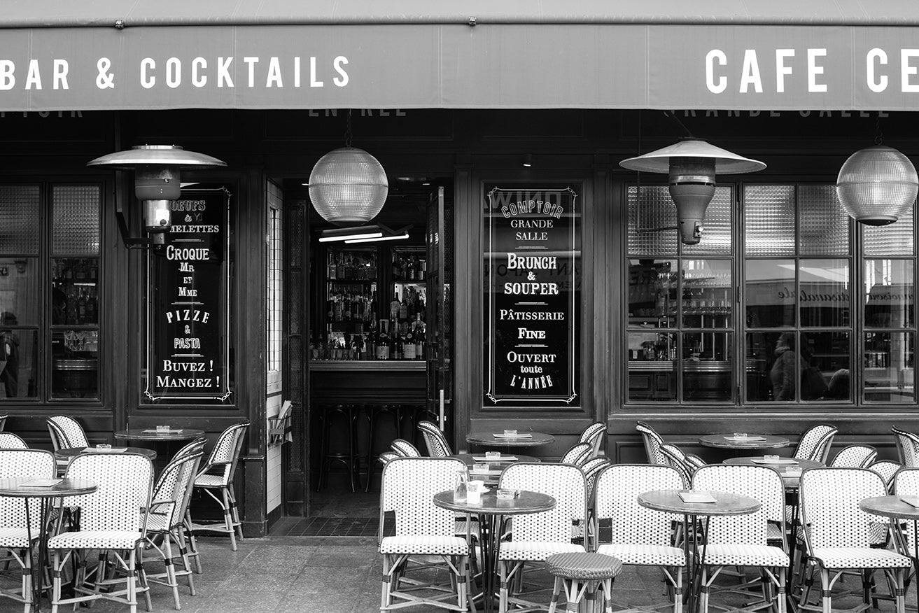 Paris Café Black and White Print Set of Four - Every Day Paris 