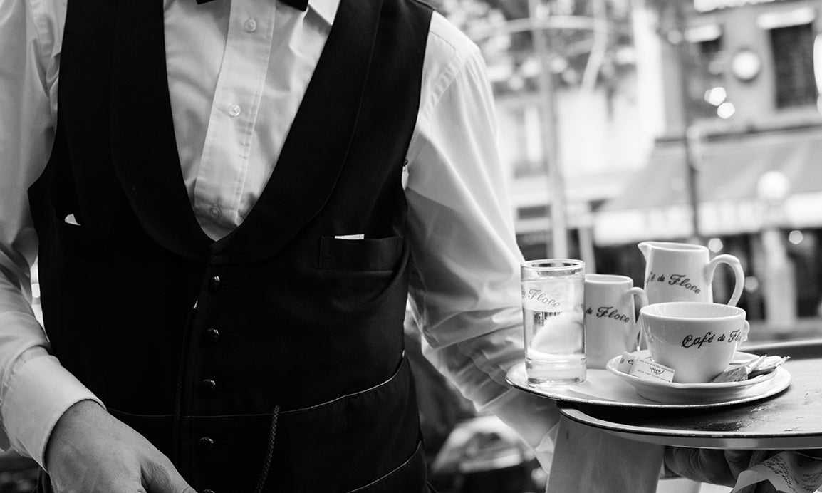 Black and White Café de Flore Waiter - Every Day Paris 