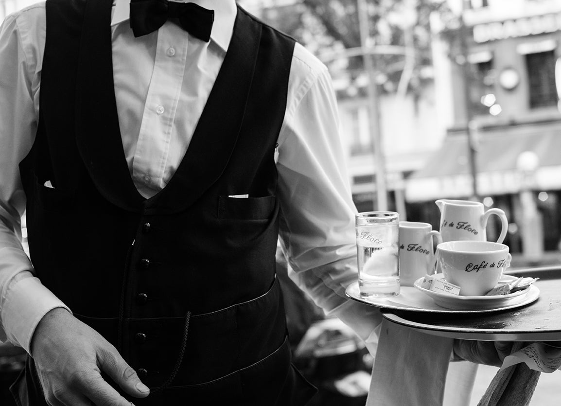 Black and White Café de Flore Waiter - Every Day Paris 