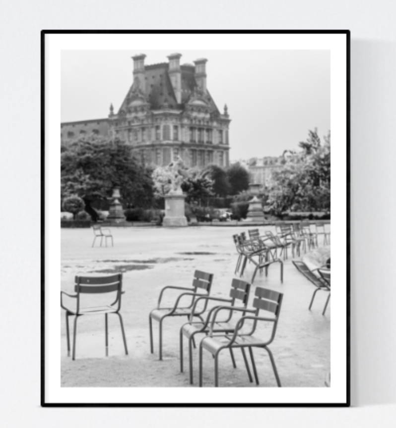 Tuileries in the Rain Black and White